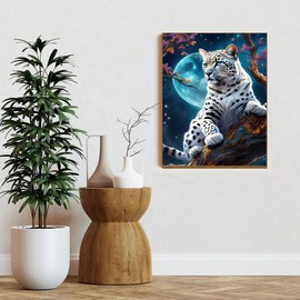 feelive Leopard Diamond Painting Pictures for Adults, DIY Diamond Art Painting Embroidery Set, Cross Stitch Pictures, Painting by Numbers, 5D Round Stones Diamond Painting for Home Decor, 30 x 40 cm
