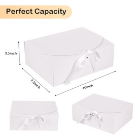 NEWSNOW 12 PCS Gift Boxes with Lids, 10x7.5x3.5 Inch Paper Gift Box, with Ribbon, Bridesmaid Proposal Box for Wedding, BirthdayPackaging, Present (White)