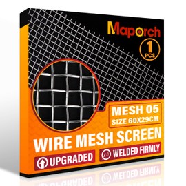 MAPORCH 304 Stainless Steel Mesh Screen Woven Metal Type Mesh 5 Wire 29cm x 60cm (23.6” x 11.4”) for Vent, Animal Cage Net, Security, Cabinets Mesh 5 (1PCS)
