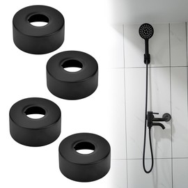 CAREDGO Set of 4 Pipe Covers, Stainless Steel Cover Rosette Black Threaded Rosette Shower Rosettes Rosette Tap Pipe Cover Rosettes for Bathroom Shower Faucets Radiator (25 mm)