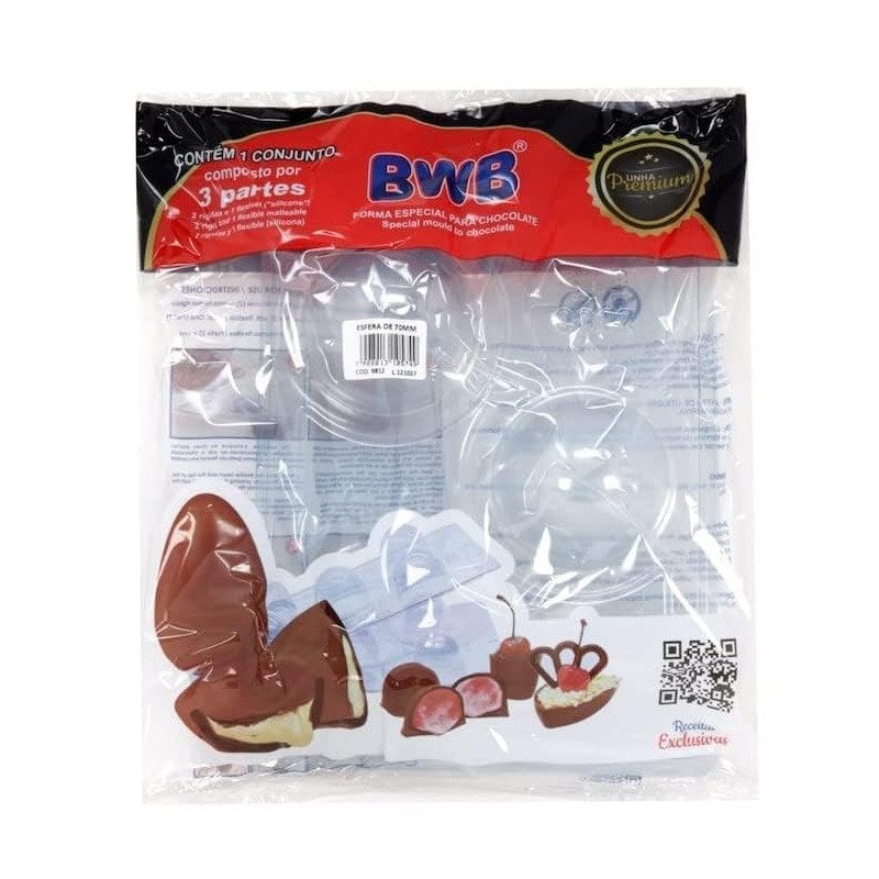 Sphere 70mm - Chocolate 3 piece mold - BWB