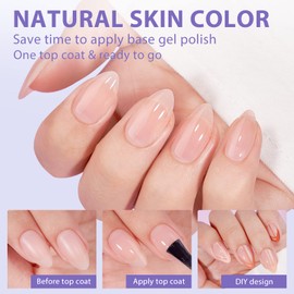 BTArtbox Short Almond Nail Tips - Soft Gel XCOATTIPS Natural Press On Nails, Pre-colored Gel Nails Full Cover Fake Nails Nude for for Daily Nail Art
