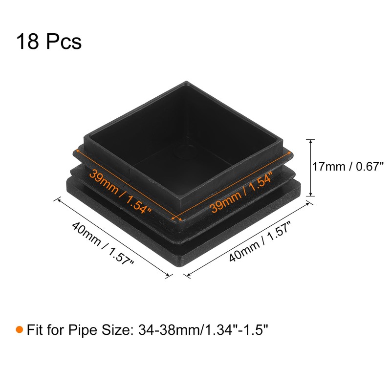 sourcing map 18Pcs Square Plastic Plug Insert, 1.57" x 1.57"