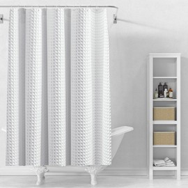 Stfery Shower Curtain Waffle White Shower Curtains 80 x 180 cm Shower Curtain Waterproof Shower Curtain Mould Resistant
