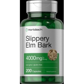 Slippery Elm Bark Capsules | 4000mg | 200 Count | Non-GMO | by Horbaach 