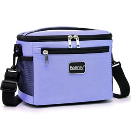 BEIMILY Lunch Box for Men/Women,Small Insulated Lunch Bag,Reusable Lunchbox for Work Picnic Hiking Beach,Leakproof Soft Cooler Tote Bag Organizer with Adjustable Shoulder Strap for Adults(Violet)