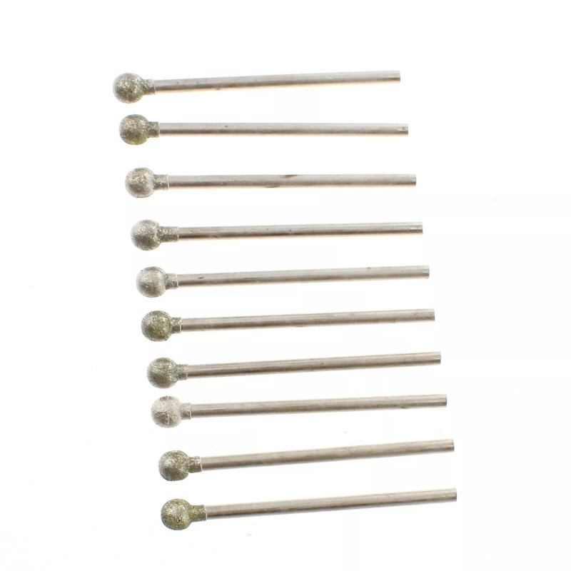 JINGLING 10Pcs 1/4" inch Diamond Ball Burrs 6mm Round Head