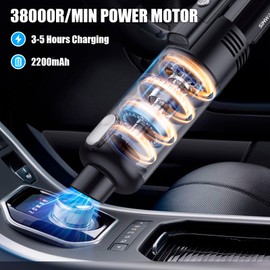 SIMWAL Handheld Vacuum Cordless, Car Vacuum Cleaner 9500PA 120W Hand Vacuum Cordless Rechargeable, with Metal HEPA,LED Light,4 Accessories,One-Touch Trash Removal Design,Hand Vacuum for Home Car