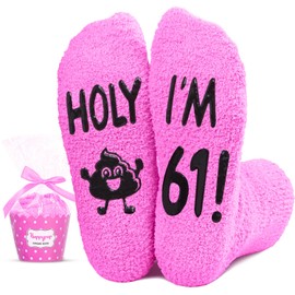 HAPPYPOP 61st Birthday Gifts for Women - 61 Year Old Birthday Gifts Ideas, Gift Ideas for 61 Year Old, 61st Socks in Pink