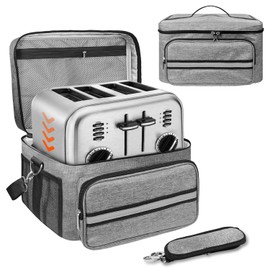 BOHEMIABY Toaster Cover with Base For 4 Slice Wide Slot, with Divider Compatible 2 Slice Toaster Cover, Small Appliance Covers with Baldric for All Toaste, Store All Accessories(Bag Only)