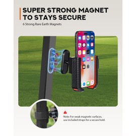 PHCOHIDO Magnetic Golf Cart Phone Holder,360° Rotation Golf Cart Magnetic Phone Mount for Cellphone Golf Cart, Golf Cart Accessory & Great Gift，Red