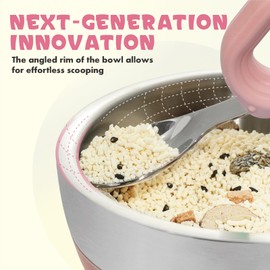 MR. CHOU Baby Suction Bowl Set with Spoon & Fork, Double-Layer 18/8 Stainless Steel Toddler Bowls with BPA Free Airtight Lid, Food Grade Infant Self-Feeding Bowl, First Stage Led Weaning Supplies Pink