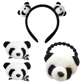 4Pcs Adorable Panda Diadema Pinza para El Cabello Atractivos Accesorios para El Cabello Panda