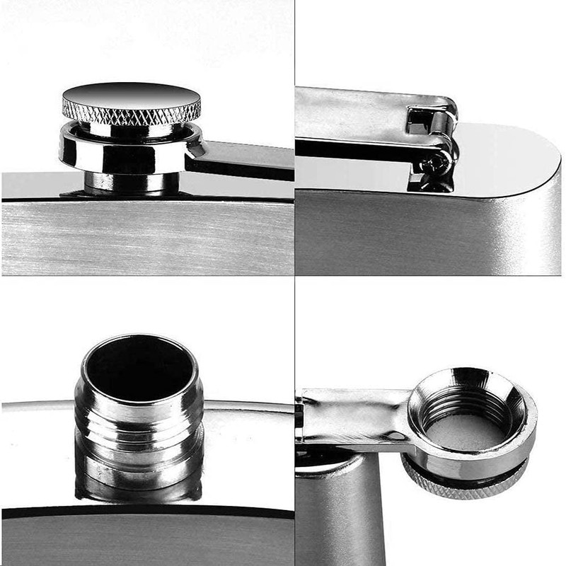 2 Pieces Stainless Steel Hip Flask, 6 oz Hip Flask,