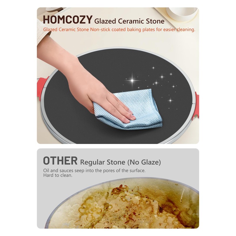 HomCozy Electric Pizza Oven Indoor with Glazed Ceramic Stone, 12-Inch