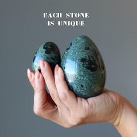 Satin Crystals Green Jasper Egg Baby Crocodile Protective Energy 3.25-3.5 inch