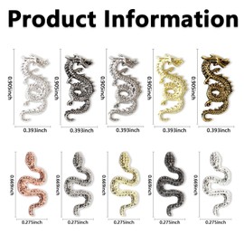 XEAOHESY 50pcs Alloy Chinese Dragon Nail Charms Snake Nail Charms Loong Charms for Nails Chinese Zodiac Loong Snake Nail Art Charms for Acrylic Nails Gold Silver Charms for Nails