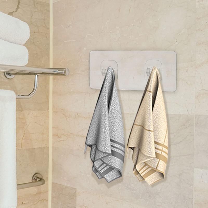 Prasacco 8 Pcs Adhesive Hooks Strong Shower Shelf Hooks Double