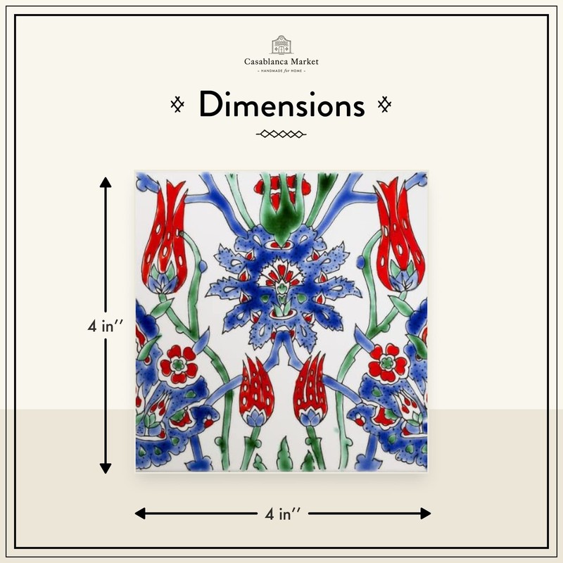 Casablanca Market MT039 Mediterranean Ceramic Asphahan Decorative Tile, Blue