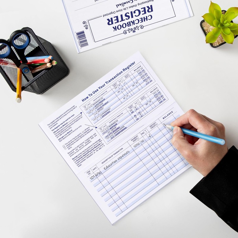 20 Pack Checkbook Register, Check Registers for Personal, Blank Ledger