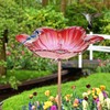 Outdoor Bird Bath Glass Birdbath Garden Birdfeeder with Metal Stake
