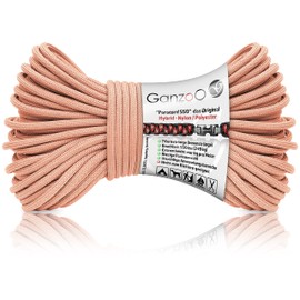 Ganzoo Paracord 550 Rope Salmon Pink, 4 mm, Type 3, Nylon Polyester, Hybrid, Bracelet, Dog Lead, Dog Collar, Approx. 250 kg Breaking Load, Outdoor Rope, Camping Cord, All-Purpose Rope, 30 Metres