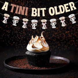 2 pcs Glittery Espresso Martini Garland, A Tini Bit Older Birthday Banner for Martini-Themed Parties, Weddings, Bachelorette, Bridal Showers, or Bar Decorations