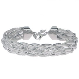 DEAROK Stainless Steel Bracelets for Women Silver Bracelets for Women Mesh Chain Bracelets for Gril Braided Herringbone Bracelet Friendship Gift for Women