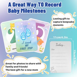 Baby Milestone Cards, Baby Gifts Newborn Cards, New Baby Gift for Boy or Girl with Day Week Month Year Age Cards, for New Parents Pregnancy Gifts and Keepsake（50pcs）
