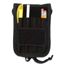 Tactical 3x5 Notepad Cover System, Zippered, With 4 pleated pen/marker slots | Fit up to a 3.5x5" Notepad Size (in Black)