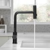 OWOFAN Kitchen Faucet with Pull Down Sprayer Black Waterfall Single