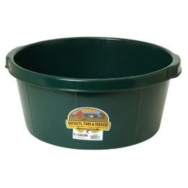 Little Giant® Plastic All-Purpose Tub | Plastic Pond Tub | Feed Tub | Durable Plastic Livestock Feeding Pan with Hand Grips | Made in USA | 6.5 Gallons | Green