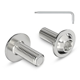 Pack of 20 M5 x 12 mm Rounded Head Screws with Flange Torx Drive Stainless Steel A2 V2A Screws Full Thread with Torx Key