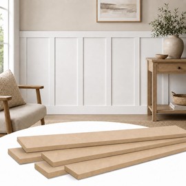 TONGMO 10 Pcs Board and Batten Wall Panel Kit, 95 x 53.1 in MDF Wainscoting Panels, Pre-Cut Paintable Wainscoting Kit for DIY Accent Wall and Interior Wall Decor