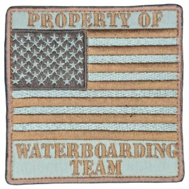 PROPERTY OF WATERBOARDING TEAM US FLAG ARMY DESERT TACTICAL HOOK MORALE PATCH