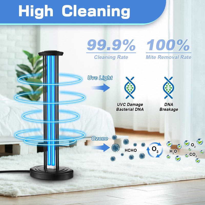Qualirey 100w UV Light Sanitizer with Ozone, UV Disinfection Light,