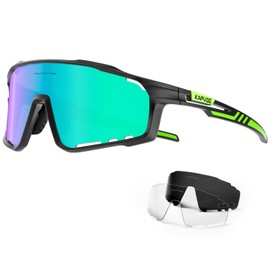 KAPVOE Polarized Cycling Glasses Men Women Mountain Bike Sunglasses MTB Glasses TR90 Sport Glasses Biking Sunglasses Bicycle Riding Goggles Road Cycling Sunglasses Running Golf Cycle Glasses Green
