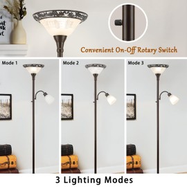 Luvkczc 70" Floor Lamp for Living Room, Bedroom, Office - 2 Head Standing Lamp with Metal Pole & Heavy Base - Vintage Tall Corner Reading Light - No Bulbs Included