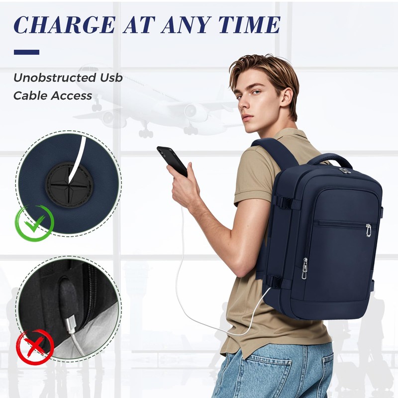 BAHIWOM for Ryanair Cabin Bags 40x20x25 Underseat Travel Backpack Carry-Ons