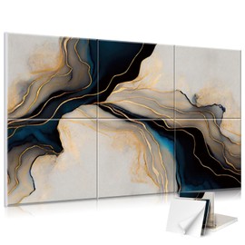 JBER 6 Pack Art Acoustic Panels, 47.2×27Inches Soundproof Wall Panels, Large Self-Adhesive Wall Panels, Decorative Sound Absorbing Panels, Sound Panels for Recording Studio(Black Gold Marble)