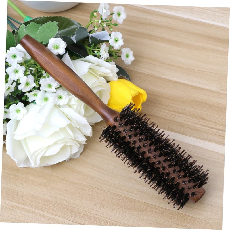 SAFIGLE Ergonomic Twill Wood Handle Bristle Brush Round Comb for