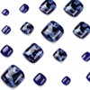 Glossy False Toenails 24PCS Blue Glitter False Toe Nails Full