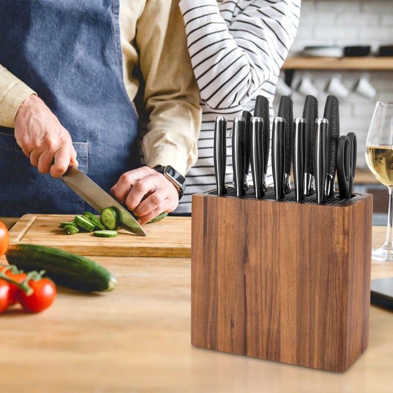 RedCall Acacia Wood Knife Holder Block,Large Universal Knife Block without