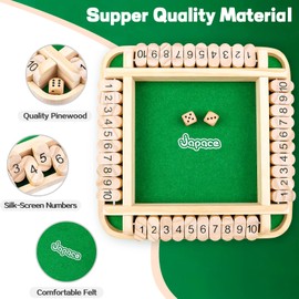 Japace Shut The Box Game, Wooden Board Game, 4 Players Dice Game, Mathematics Educational Toy, Children's Board Game Family from 3 4 5 6 + Years, Travel Games Adults Traditional Pub Games (A)