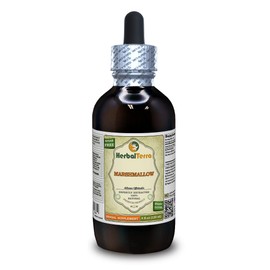 Marshmallow (Althaea Officinalis) Tincture, Organic Dried Root Liquid Extract (Brand Name: HerbalTerra, Proudly Made in USA) 4 fl.oz (120 ml)