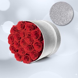 17 Red Flowers in Glitter Box, Birthday Gifts for Women, Real Preserved Flowers, Mothers Day Roses Gift for Mom