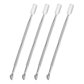 4 Pcs 12.8cm Dual Ended Cuticle Pusher Stainless Steel Cuticle Removers Sticks Dead Skin Remover Nail Cleaners Manicure Pedicure Scrapers Spoon Nail Cleaning Tool for Fingernails Toenails Silver