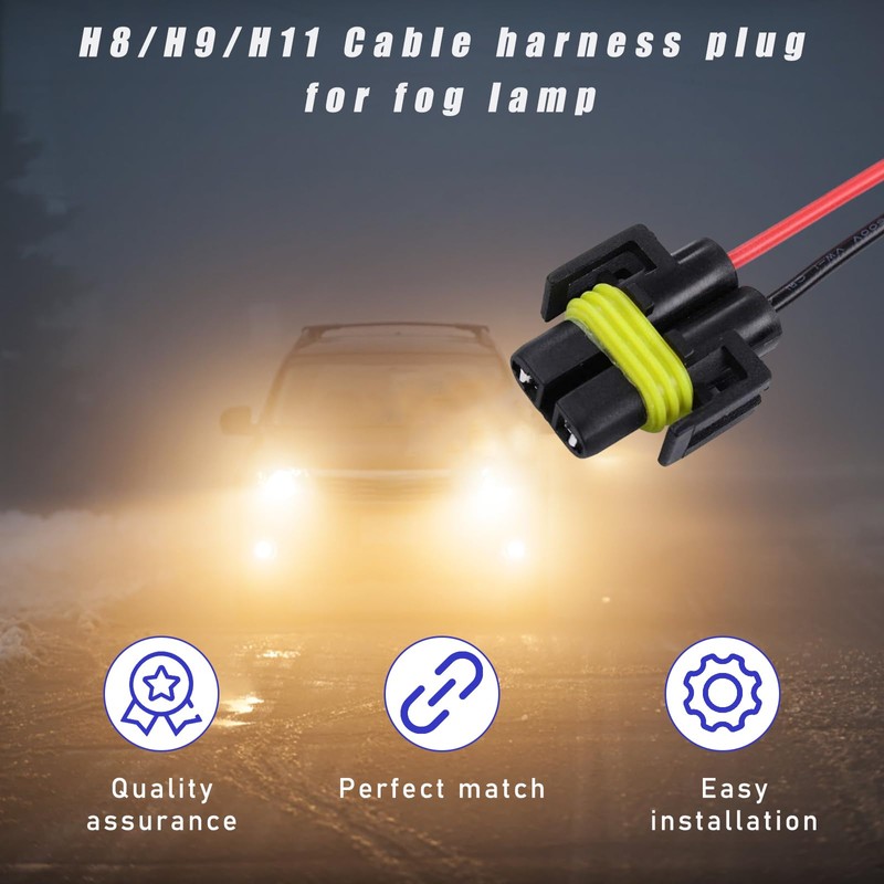 Augeny 2PCS H8 H9 H11 Female Adapter Wiring Harness Sockets