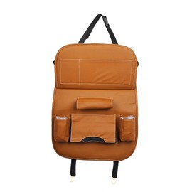 Ruilogod - Organizador de cuero sintético para asiento de coche, multifunción, plegable, para mesa de alimentos, color marrón                         
