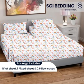 SGI bedding 32" Queen Split Top Flex Head Sheet 100% Egyptian Cotton Sheet Set - 600 Thread Count Flex Top Sheet Adjustable Bed - 4 Piece Sheet Set 15" Deep Pocket Sleep Number Bed - Rain Forest